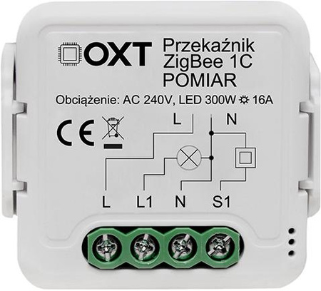 Moduł OXT przekaźnik 1 obw. pomiar 16A ZigBee Tuya