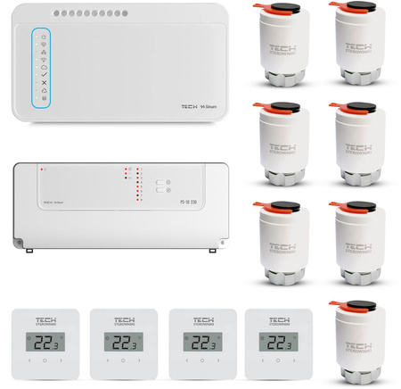 TECH STEROWNIKI Zestaw bezprzewodowej kontroli strefowej ogrzewania podłogowego