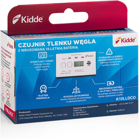 Czujnik czadu z wyświetlaczem Kidde K10LLDCO