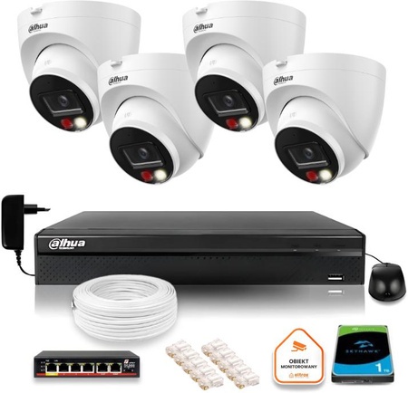 Zestaw monitoringu IP Dahua 4 Kamer IP 8mpx 4K dysk twardy