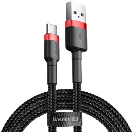 Kabel USB-A / USB-C Baseus Cafule CATKLF-U91 300cm 2A QC 3.0 Czarno-czerwony