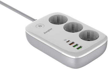 LISTWA ZASILAJĄCA SMART Energizer Z Wi-Fi I APP 3x SCHUKO 3x USB-A 1x USB-C 2500W 10A KABEL 2M
