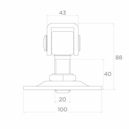 Zawias PSG 61.019 z szyldem 100x100x4mm - gwint M20 (regulowany)