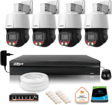 Zestaw monitoringu IP Dahua 4 kamery obrotowe 4MPx dysk