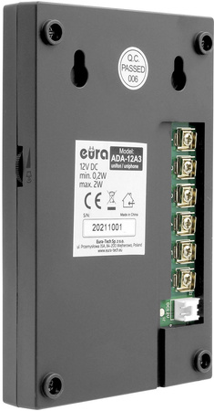Domofon ''EURA'' ADP-51A3 ''DIFESA'' - 1-rodzinny, 2 unifony, interkom, grafit