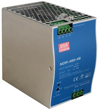 ZASILACZ IMPULSOWY NA SZYNĘ DIN MEAN WELL NDR-480-48 48V/480W/10A
