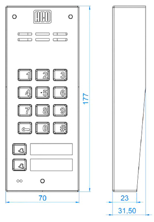 ACO FAM-P-2NPZSACC NT panel natynkowy 2-rodzinny czyt. brel. zamek szyfr.