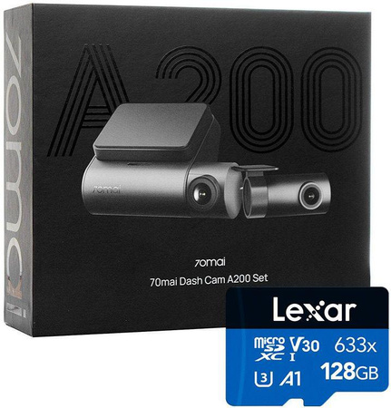 Wideorejestrator 70Mai dash cam A200 + kamera wsteczna RC11 + karta lexar 128GB