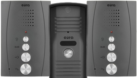 Domofon ''EURA'' ADP-51A3 ''DIFESA'' - 1-rodzinny, 2 unifony, interkom, grafit