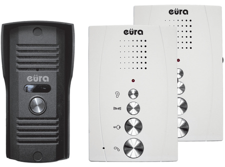 Domofon ''EURA'' ADP-51A3 ''DIFESA'' - 1-rodzinny, 2 unifony, interkom, biały