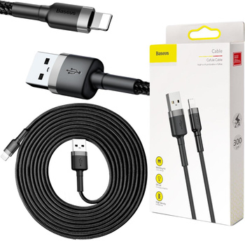 Kabel USB-A / Lightning iPhone Baseus Cafule CALKLF-RG1 300cm Apple 2A Czarno-szary