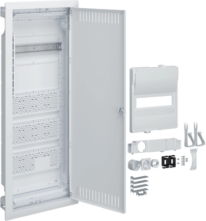 Rozdzielnica hybrydowa podtynkowa, 1 x12modułów, 3x płyta montażowa, 1x gniazdo 230V, HAGER Volta Hy