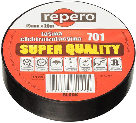 TAŚMA IZOLACYJNA REPERO 701 SZARA 19MMX20M