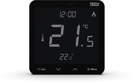 Przewodowy regulator pokojowy czarny R-10S PLUS Tech Sterowniki