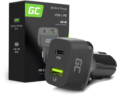 ŁADOWARKA SAMOCHODOWA Green Cell 48W 1x USB-C 1x USB-A Power Delivery 30W Quick Charge 3.0 CAD33