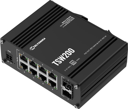 Teltonika TSW200 switch przemysłowy 8xGE 2xSFP PoE (TSW2000000B0) DIN