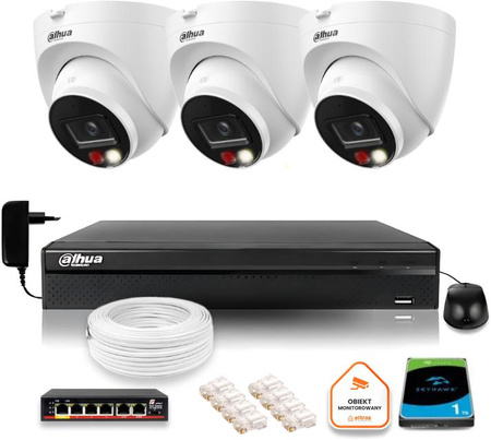 Zestaw monitoringu IP Dahua 3 Kamery IP 8mpx 4K dysk twardy