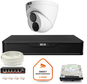 Zestaw monitoringu IP BCS Point 1x Kamera BCS-P-EIP28FWR3-Ai2 Rejestrator z dyskiem