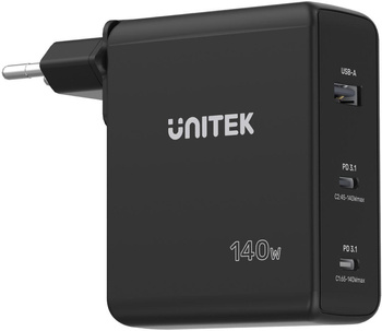Ładowarka sieciowa Unitek 140W GaN (2x USB-C, USB-A)