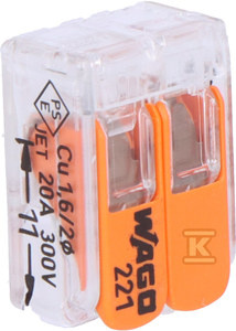 Szybkozłączka uniwersalna LINKA/DRUT 2x 0,2-4mm2 WAGO 221-412 (Paczka 100szt.)