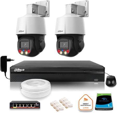 Zestaw monitoringu iP Dahua 2 kamery obrotowe 4MPx dysk