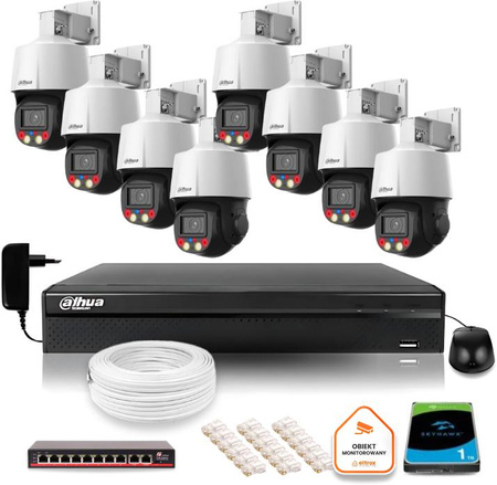 Zestaw monitoringu IP Dahua 8 kamer obrotowych 4MPx dysk