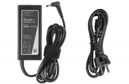 Zasilacz Ładowarka Do Laptopa Lenovo Green Cell PRO AD76P 20V 2,25A 45W 4,0mm/1,7mm