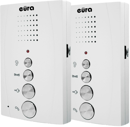Domofon ''EURA'' ADP-51A3 ''DIFESA'' - 1-rodzinny, 2 unifony, interkom, biały