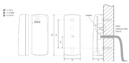 Czytnik zbliżeniowy Roger PRT62EM