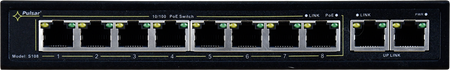 SWITCH POE PULSAR S108 10-PORTÓW (8xPoE + 2xUPLINK)  IEEE 802.3af/at, 48VDC / 30W/port (PoE+) 120W