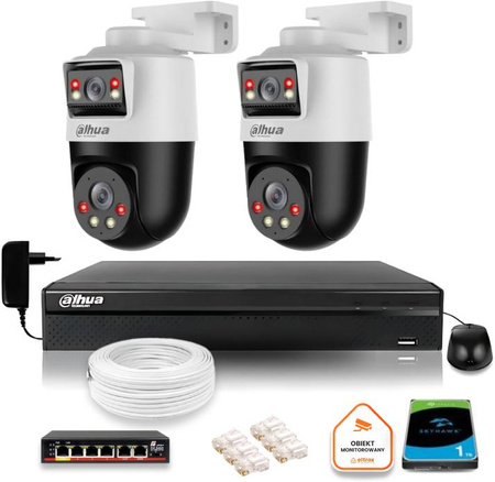 Zestaw monitoringu IP Dahua 2 kamery obrotowe 2MP+2MP z dyskiem