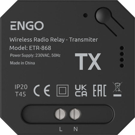 ENGO Controls ETR-868 - Przekaźnik bezprzewodowy EngoLink, sterowany radiowo, 868Mhz, 230V
