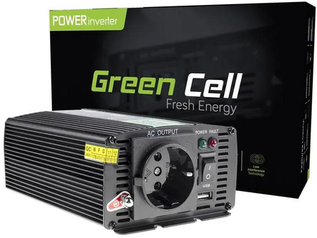 PRZETWORNICA NAPIĘCIA Green Cell 12V / 230V 500W/1000W MODYFIKOWANA SINUSOIDA