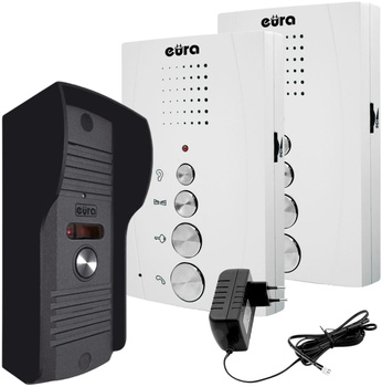 Domofon ''EURA'' ADP-51A3 ''DIFESA'' - 1-rodzinny, 2 unifony, interkom, biały