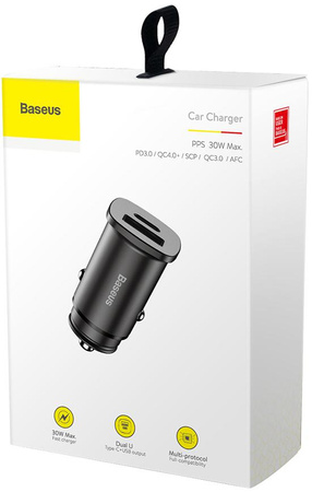 Ładowarka Sieciowa Baseus Square CCALL-AS01 30W 5A 1x USB-A 1x USB-C QC 4.0+