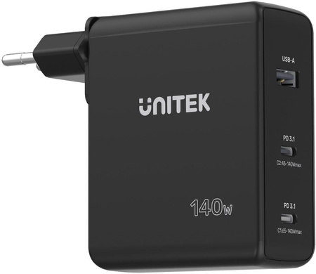 Ładowarka sieciowa Unitek 140W GaN (2x USB-C, USB-A)