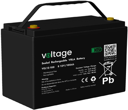 Akumulator AGM Voltage Long Life 12V 100Ah VEL12-100 (Żywotność 15 lat)