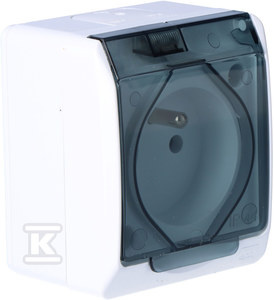 Hermes Gniazdo hermetyczne pojedyncze natynkowe z uziemieniem 16A IP44 z klapką dymną  GNT 0321-01