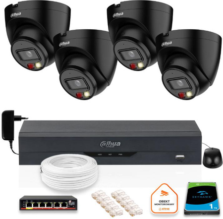 ZESTAW 4 Kamery IP Dahua 4mpx IPC-HDW1439V-A-IL-BLACK + DYSK