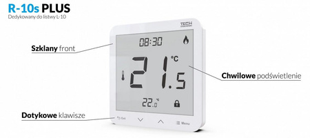 Przewodowy regulator pokojowy czarny R-10S PLUS Tech Sterowniki
