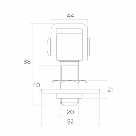 Zawias PSG 61.013.01 do wspawania - gwint M20 (regulowany, ucho ocynkowane)
