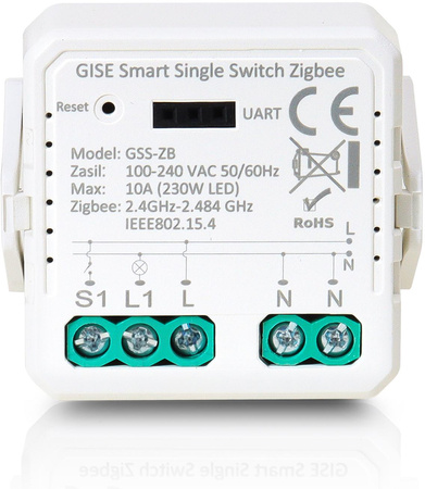 Gise Smart Pojedynczy moduł przekaźnikowy (bez N) Zigbee | Tuya | GSS-ZB-NN