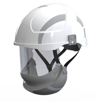 HUBIX SECRA H058S F113.WSE2 Biały hełm elektroizolacyjny, osłona twarzy klasy 2 Box‑test, do 20 kV AC / 1,5 kV DC