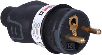 WTYCZKA 2P+Z 16A IP44 CZARNA GUMA