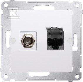 GNIAZDO ANTENOWE TYPU F RJ45 KAT.6BIAŁY