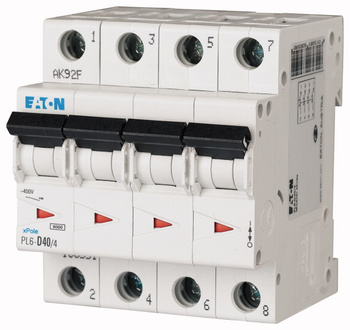 Wyłącznik nadprądowy 40A 4P 6kA PL6-D40/4 278654
