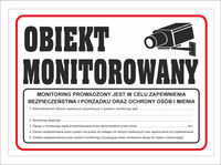 Tabliczka PCV Obiekt Monitorowany z RODO 35x25 cm