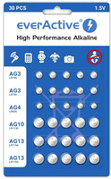 Zestaw 30 baterii 1,5V 10x AG3 / LR41 5x AG4 / LR626 5x AG10 / LR1130 10x AG13 / LR1154 everActive