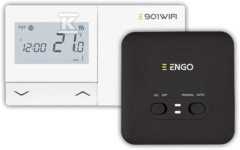 ENGO Controls E901-WIFI - Regulator temperatury bezprzewodowy, Wi-Fi, Internetowy, biały, 868MHz
