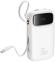 Powerbank Baseus QPow 2 10000mAh 30W z 2 wbudowanymi kablami USB-C - biały